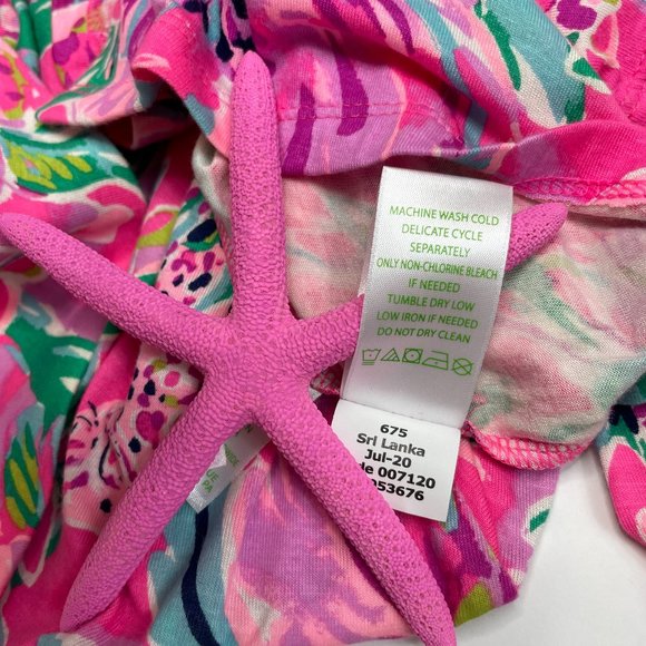 Lilly Pulitzer PJ Knit LS Button Up Top Cockatoo Pink Paws For a Cause Floral - Picture 5 of 5